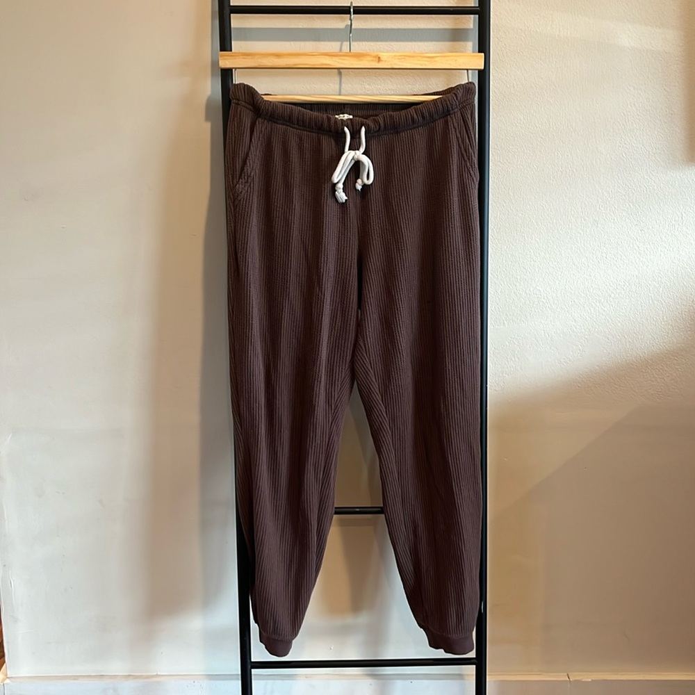 Aerie Brown Waffle Knit Jogger Sweatpants Size Medium